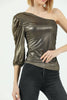 Women's Glitter One Shoulder Detail Top - WST367