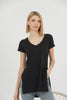 Women's Oversized Side Slit V Neck Cotton T-Shirt MEPST550