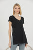 Women's Oversized Side Slit V Neck Cotton T-Shirt MEPST550