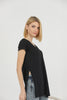 Women's Oversized Side Slit V Neck Cotton T-Shirt MEPST550