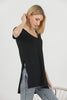 Women's Oversized Side Slit V Neck Cotton T-Shirt MEPST550