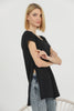 Women's Oversized Side Slit V Neck Cotton T-Shirt MEPST550