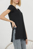 Women's Oversized Side Slit V Neck Cotton T-Shirt MEPST550