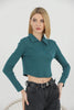 Women's Ribbed Crop Polo Top - WST371