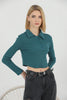 Women's Ribbed Crop Polo Top - WST371