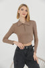 Women's Ribbed Crop Polo Top - WST373