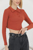 Women's Ribbed Crop Polo Top - WST374