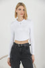 Women's Ribbed Crop Polo Top - WST375