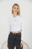 Women's Ribbed Crop Polo Top - WST375