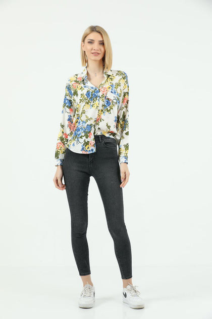 Women's Printed Pocket Detail Top - WST377