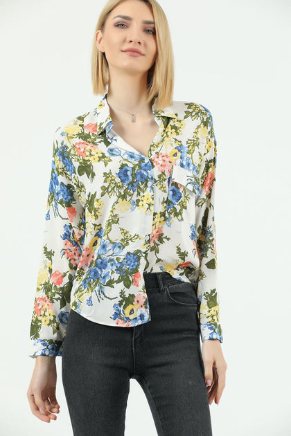 Women's Printed Pocket Detail Top - WST377