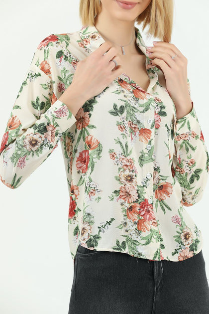 Women's Printed Pocket Detail Top - WST379