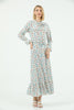 Women's Tie Neck Printed Maxi Dress - MWMSD189