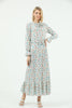 Women's Tie Neck Printed Maxi Dress - MWMSD189