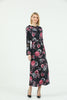 Women's Tie Neck Printed Lace Detail Maxi Dress - MWMSD190