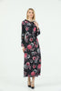 Women's Tie Neck Printed Lace Detail Maxi Dress - MWMSD190