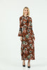 Women's Tie Neck Printed Lace Detail Maxi Dress - MWMSD191