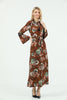 Women's Tie Neck Printed Lace Detail Maxi Dress - MWMSD191