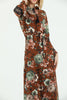 Women's Tie Neck Printed Lace Detail Maxi Dress - MWMSD191