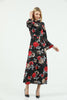 Women's Tie Neck Printed Lace Detail Maxi Dress - MWMSD192