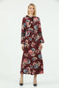 Women's Tie Neck Printed Lace Detail Maxi Dress - MWMSD193