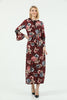 Women's Tie Neck Printed Lace Detail Maxi Dress - MWMSD193