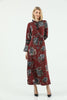 Women's Tie Neck Printed Lace Detail Maxi Dress - MWMSD195