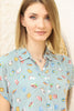 Women's Printed Button Detail Top - WST395