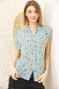 Women's Printed Button Detail Top - WST395