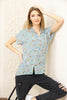 Women's Printed Button Detail Top - WST395