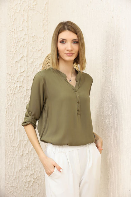 Women's Button Detail Top - WST400