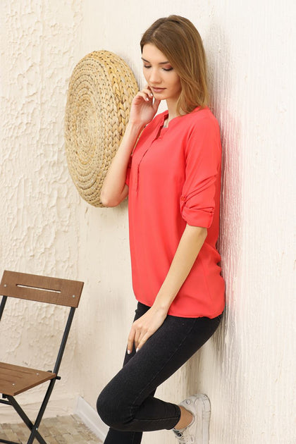 Women's Button Detail Top - WST409