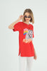 Women's Oversized Printed Detail Cotton T-Shirt MEPST559