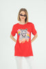 Women's Oversized Printed Detail Cotton T-Shirt MEPST559