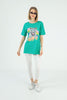 Women's Oversized Printed Detail Cotton T-Shirt MEPST560