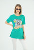 Women's Oversized Printed Detail Cotton T-Shirt MEPST560