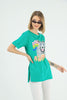 Women's Oversized Printed Detail Cotton T-Shirt MEPST560