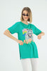 Women's Oversized Printed Detail Cotton T-Shirt MEPST560