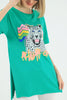 Women's Oversized Printed Detail Cotton T-Shirt MEPST560