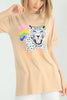 Women's Oversized Printed Detail Cotton T-Shirt MEPST564