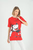 Women's Oversized Printed Detail Cotton T-Shirt MEPST568