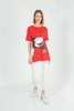 Women's Oversized Printed Detail Cotton T-Shirt MEPST568
