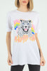 Women's Oversized Printed Detail Cotton T-Shirt MEPST584