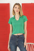 Women's Ribbed Crop Polo Top - WST415