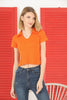 Women's Ribbed Crop Polo Top - WST419