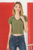 Women's Ribbed Crop Polo Top - WST420