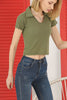 Women's Ribbed Crop Polo Top - WST420