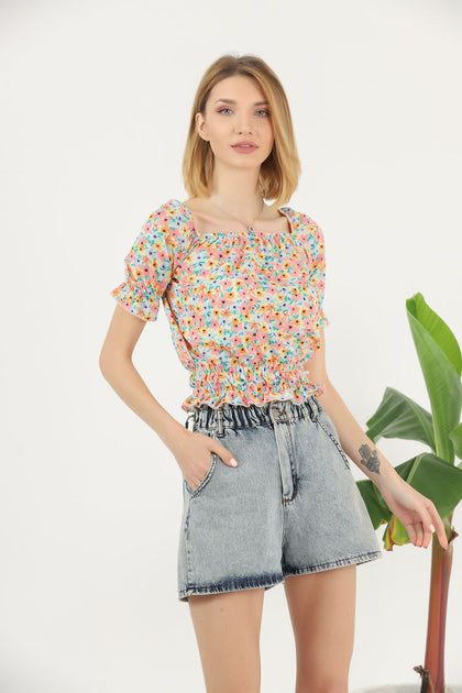 Women's Printed Detail Top - WST427