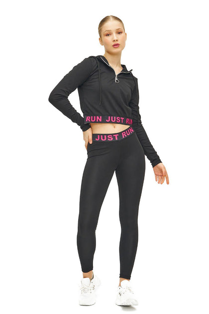 Women's 2 Piece Text Print Active Wear Co Ord Set - WACO42