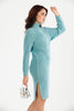 Womens Knitted Pattern High Neck Detail Dress MEWKND446